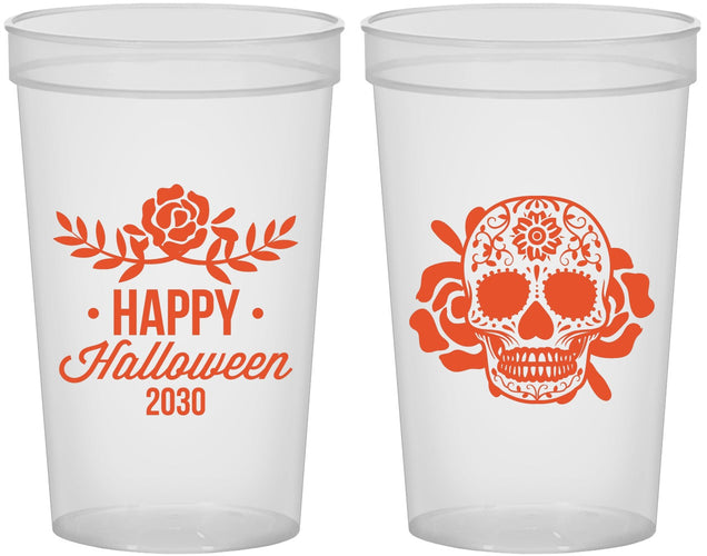 Custom Halloween 22 oz Translucent Cups - Sugar Skull | 250020