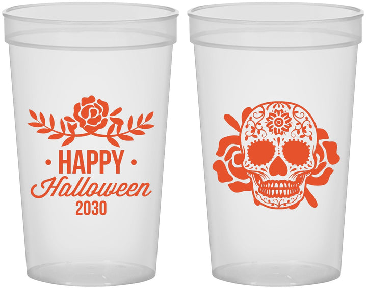 Custom Halloween 22 oz Translucent Cups - Sugar Skull | 250020