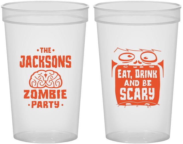 Custom Halloween 22 oz Translucent Cups - Eat Drink Be Scary | 250028