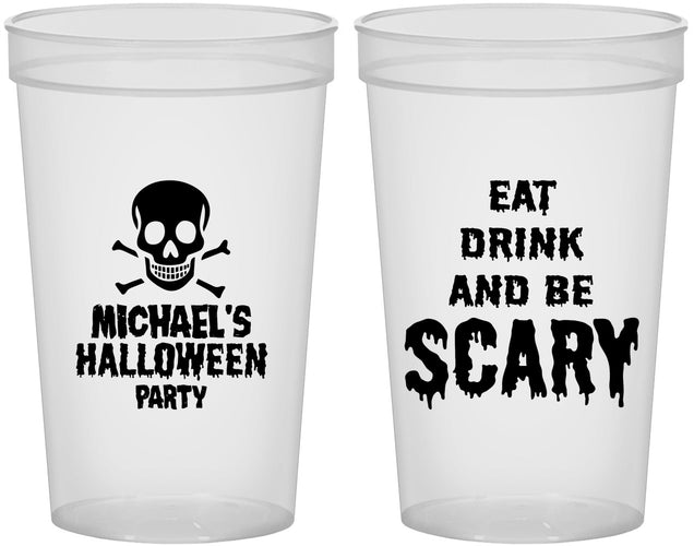 Custom Halloween 22 oz Translucent Cups - Eat Drink Be Scary | 250059