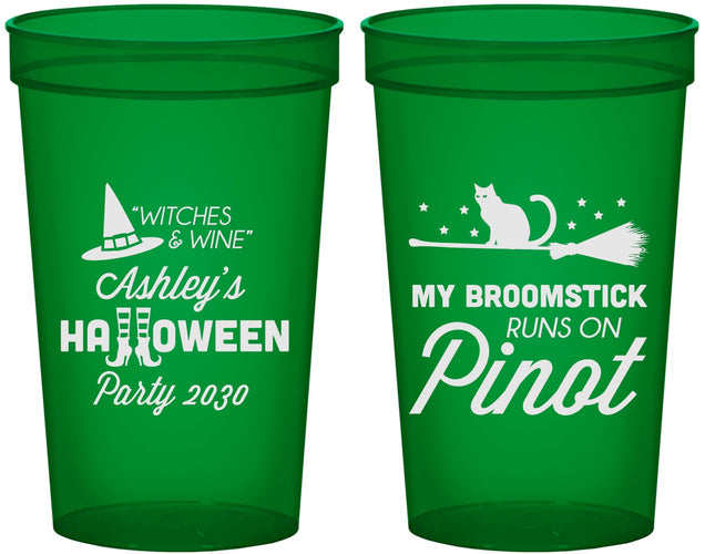 Custom Halloween 22 oz Translucent Cups - Witch Broomstick | 250098