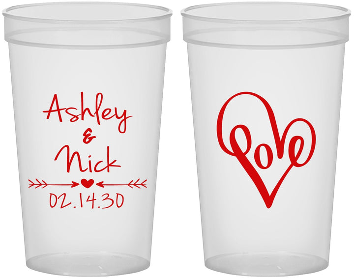 Custom Wedding 22 oz Translucent Cups - Love | 252