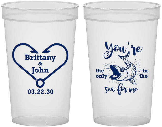 Custom Wedding 22 oz Translucent Cups - Fish In The Sea For Me | 254
