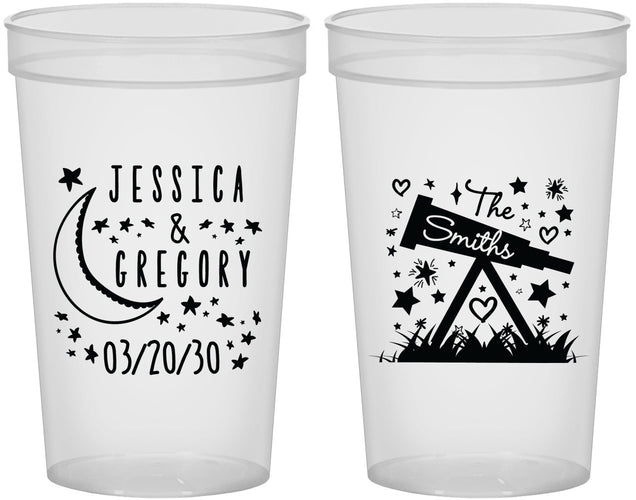 Custom Wedding 22 oz Translucent Cups - Telescope | 255