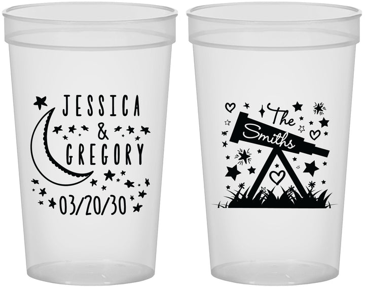 Custom Wedding 22 oz Translucent Cups - Telescope | 255