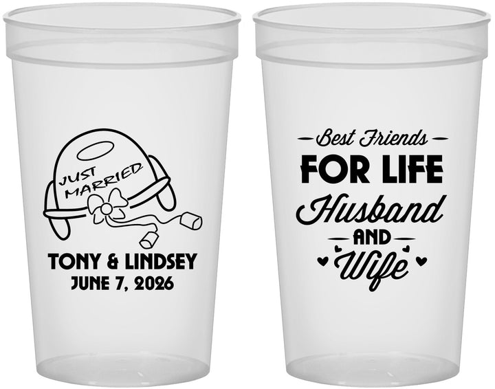 Custom Wedding 22 oz Translucent Cups - Best Friends For Life | 256