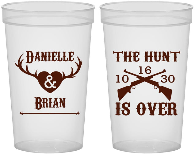 Custom Wedding 22 oz Translucent Cups - The Hunt Is Ove | 258