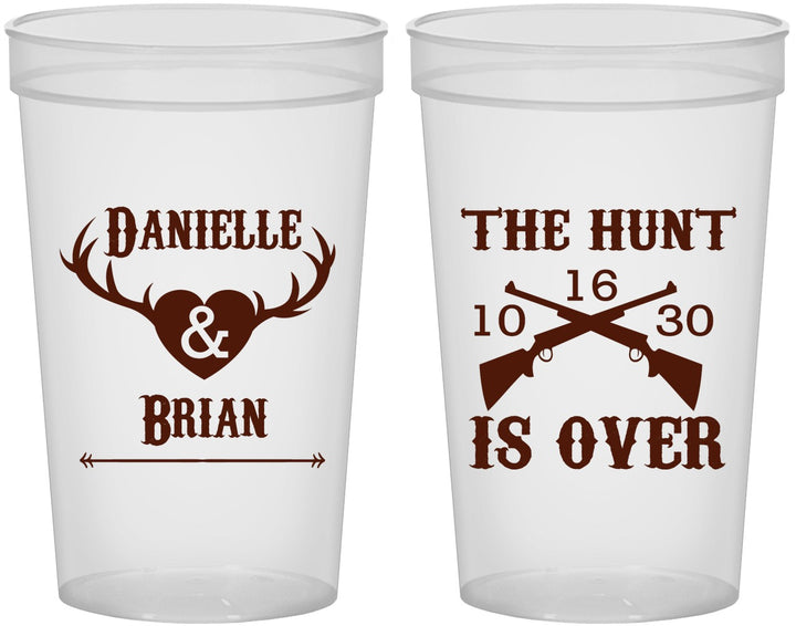 Custom Wedding 22 oz Translucent Cups - The Hunt Is Ove | 258