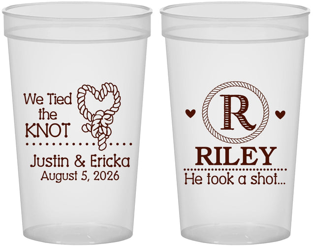 Custom Wedding 22 oz Translucent Cups - We Tied The Knot | 260