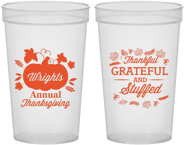 Custom Thanksgiving 22 oz Translucent Cups - Grateful And Stuffed | 260000
