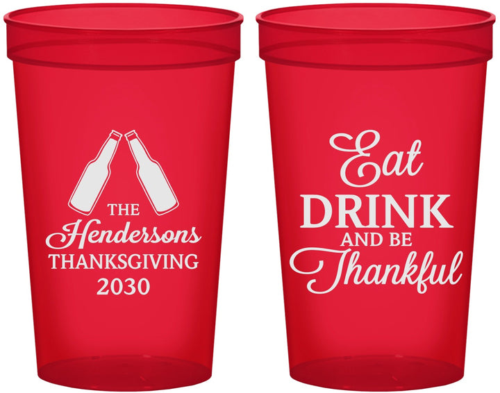 Custom Thanksgiving 22 oz Translucent Cups - Eat Drink Thankful | 260001
