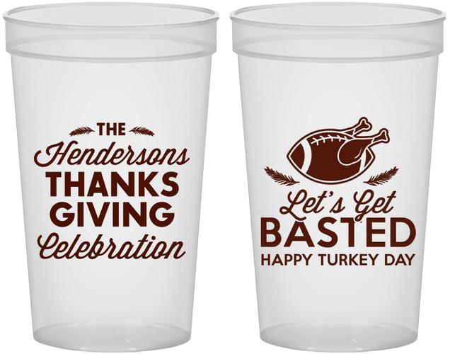 Custom Thanksgiving 22 oz Translucent Cups - Lets Get Basted | 260003