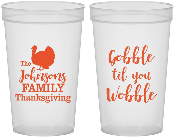 Custom Thanksgiving 22 oz Translucent Cups - Gobble Til You Wobble | 260004