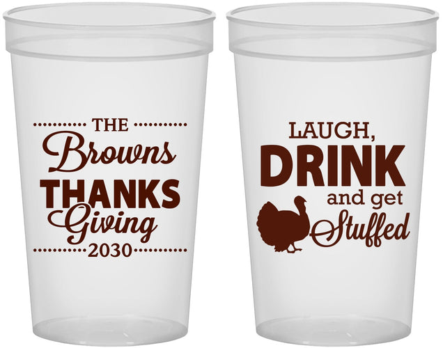 Custom Thanksgiving 22 oz Translucent Cups - Laugh Drink Stuffed | 260007