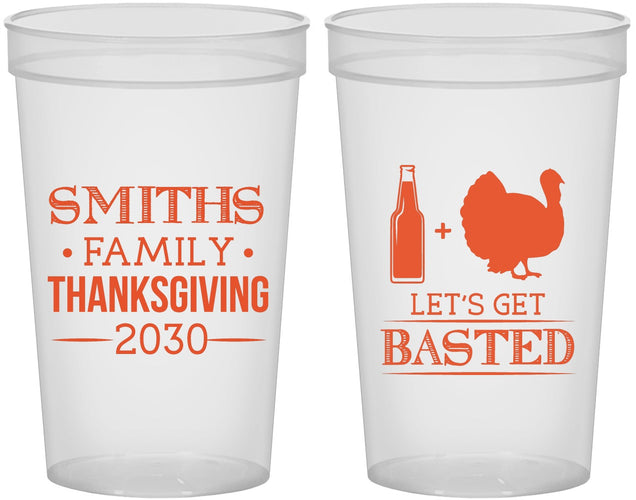 Custom Thanksgiving 22 oz Translucent Cups - Lets Get Basted | 260008