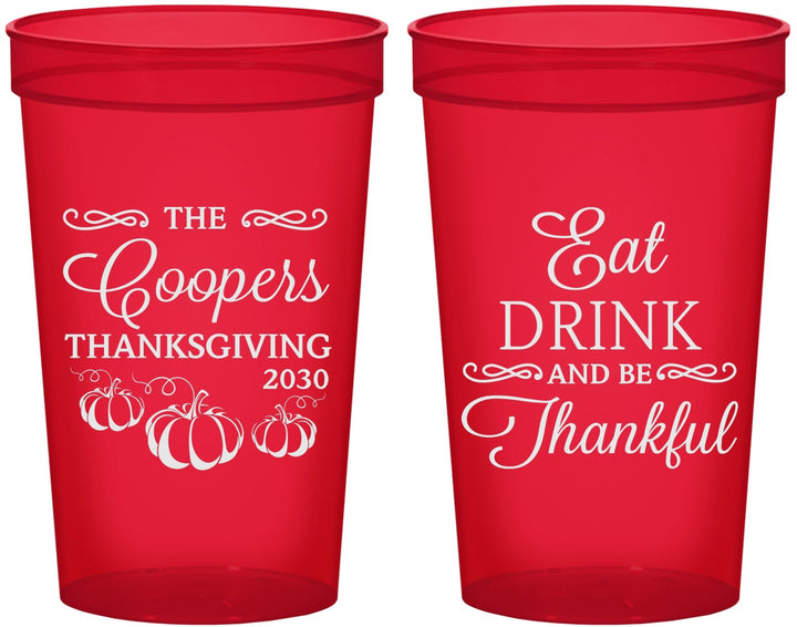 Custom Thanksgiving 22 oz Translucent Cups - Eat Drink Thankful | 260009