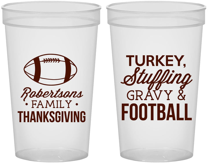 Custom Thanksgiving 22 oz Translucent Cups - Football Turkey | 260010