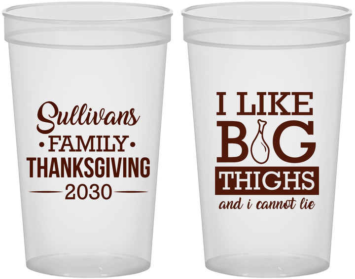 Custom Thanksgiving 22 oz Translucent Cups - Big Thighs | 260011