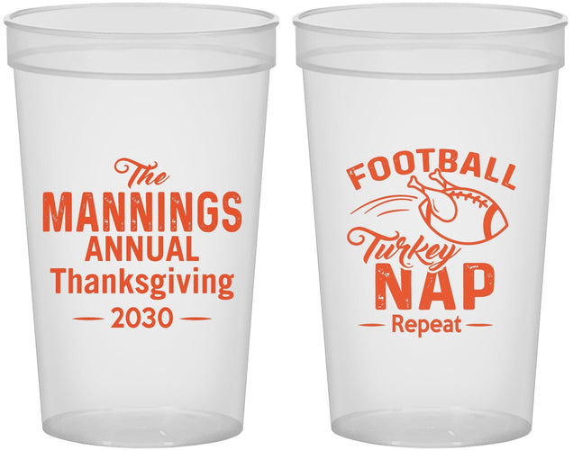 Custom Thanksgiving 22 oz Translucent Cups - Football Turkey | 260012