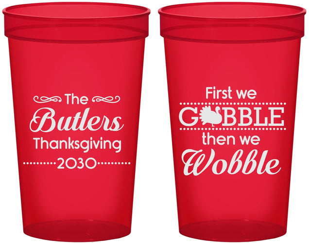 Custom Thanksgiving 22 oz Translucent Cups - Gobble Til You Wobble | 260013