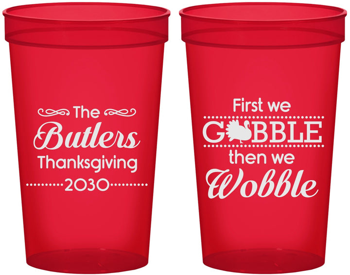 Custom Thanksgiving 22 oz Translucent Cups - Gobble Til You Wobble | 260013