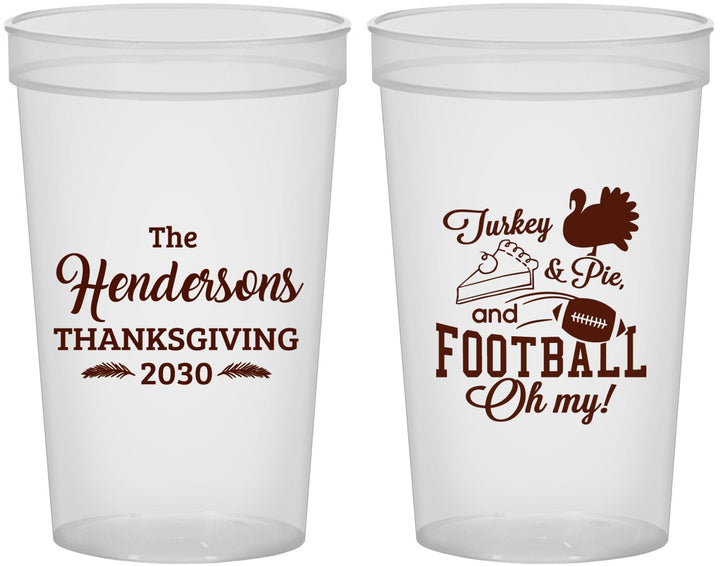 Custom Thanksgiving 22 oz Translucent Cups - Football Turkey | 260014
