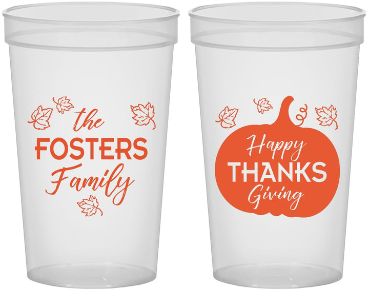 Custom Thanksgiving 22 oz Translucent Cups - Pumpkin | 260016