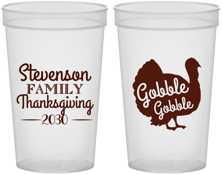 Custom Thanksgiving 22 oz Translucent Cups - Gobble Turkey | 260018
