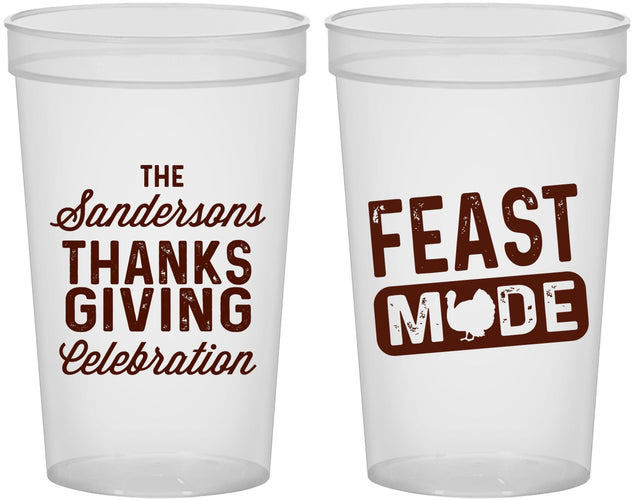 Custom Thanksgiving 22 oz Translucent Cups - Feast Mode | 260019