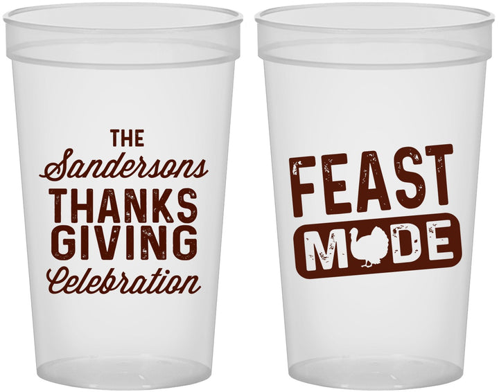 Custom Thanksgiving 22 oz Translucent Cups - Feast Mode | 260019