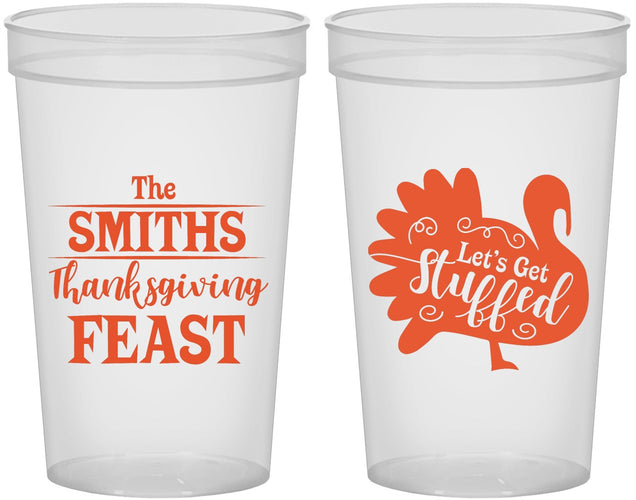 Custom Thanksgiving 22 oz Translucent Cups - Lets Get Stuffed | 260020