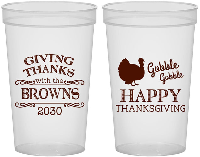 Custom Thanksgiving 22 oz Translucent Cups - Gobble Gobble | 260022