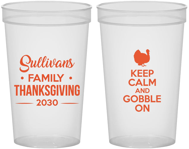 Custom Thanksgiving 22 oz Translucent Cups - Gobble Turkey | 260024