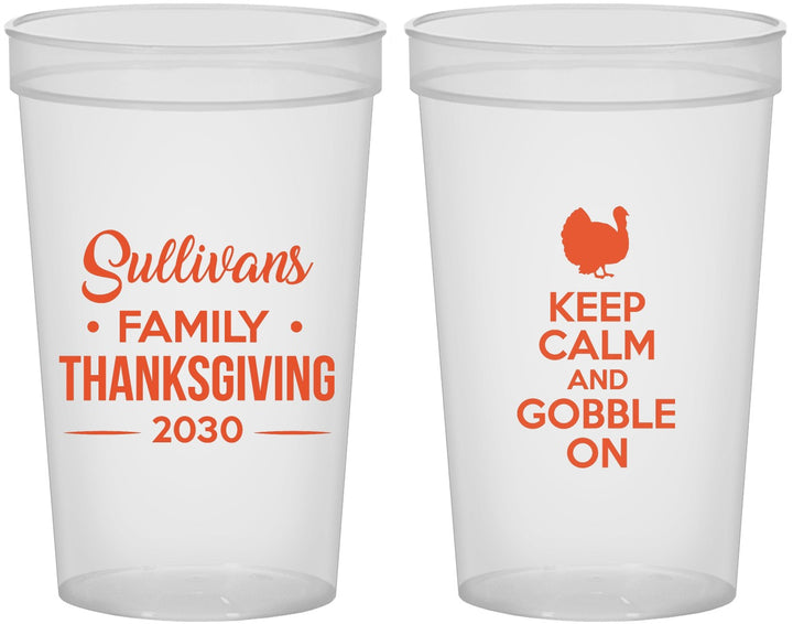 Custom Thanksgiving 22 oz Translucent Cups - Gobble Turkey | 260024