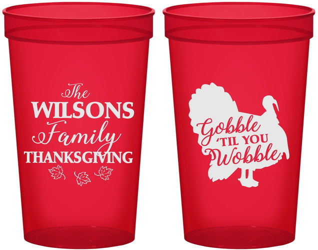 Custom Thanksgiving 22 oz Translucent Cups - Gobble Til You Wobble | 260025