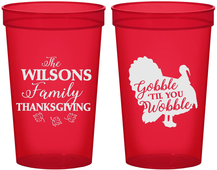 Custom Thanksgiving 22 oz Translucent Cups - Gobble Til You Wobble | 260025