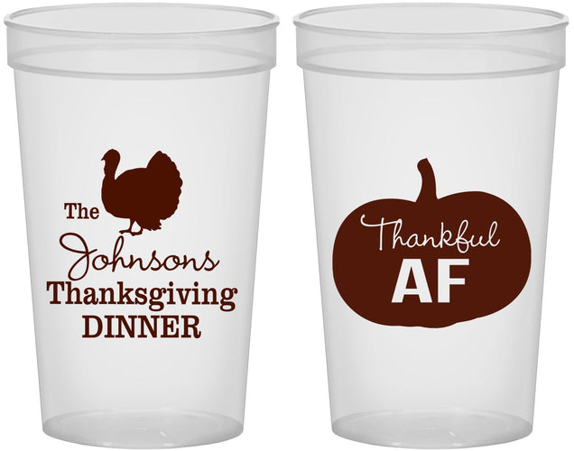 Custom Thanksgiving 22 oz Translucent Cups - Thankful Af | 260026