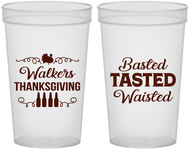 Custom Thanksgiving 22 oz Translucent Cups - Basted Tasted Waisted | 260027