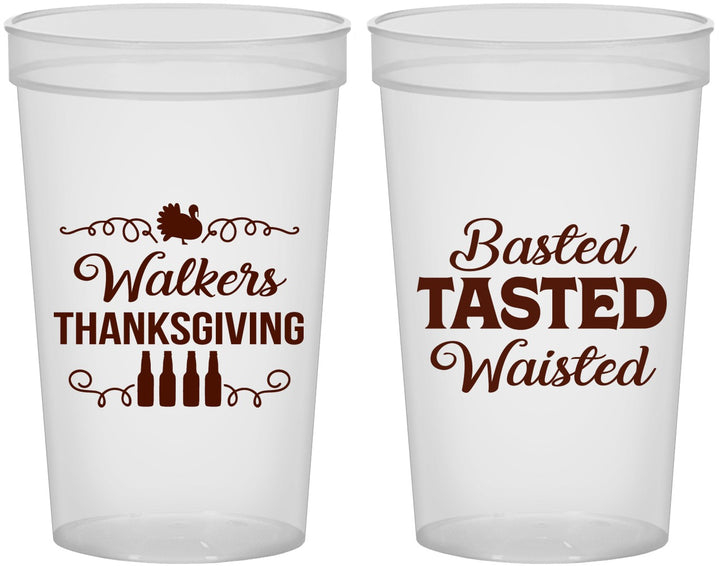 Custom Thanksgiving 22 oz Translucent Cups - Basted Tasted Waisted | 260027