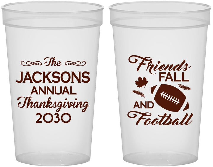 Custom Thanksgiving 22 oz Translucent Cups - Football | 260031