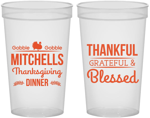 Custom Thanksgiving 22 oz Translucent Cups - Thankful Blessed | 260032