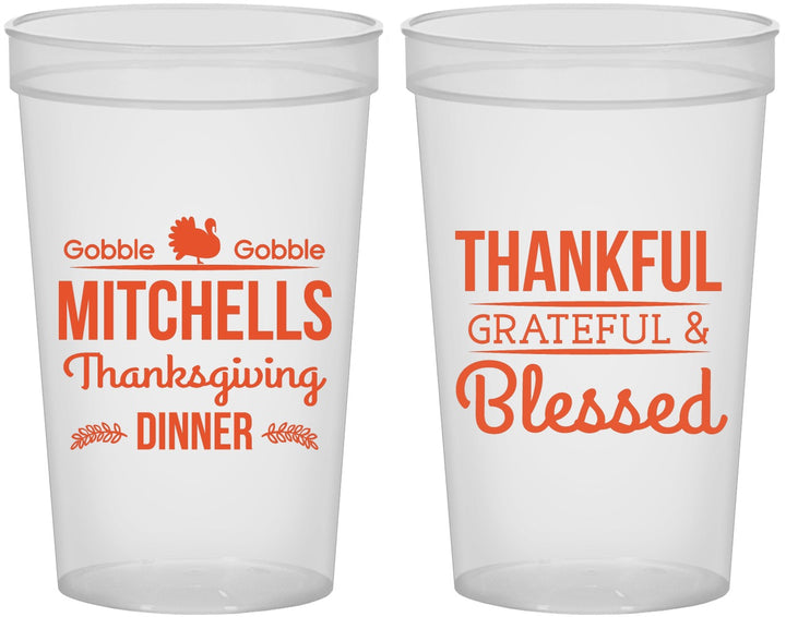 Custom Thanksgiving 22 oz Translucent Cups - Thankful Blessed | 260032