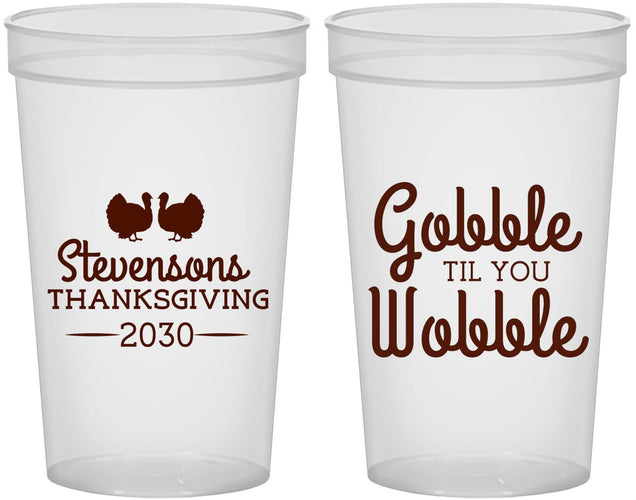 Custom Thanksgiving 22 oz Translucent Cups - Gobble Til You Wobble | 260034