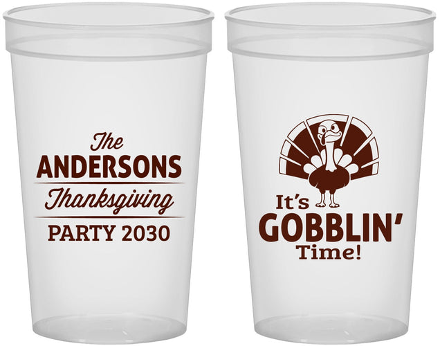Custom Thanksgiving 22 oz Translucent Cups - Turkey Gobblin | 260035