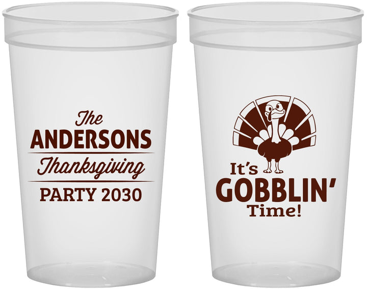 Custom Thanksgiving 22 oz Translucent Cups - Turkey Gobblin | 260035