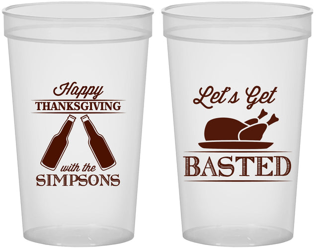Custom Thanksgiving 22 oz Translucent Cups - Lets Get Basted | 260039