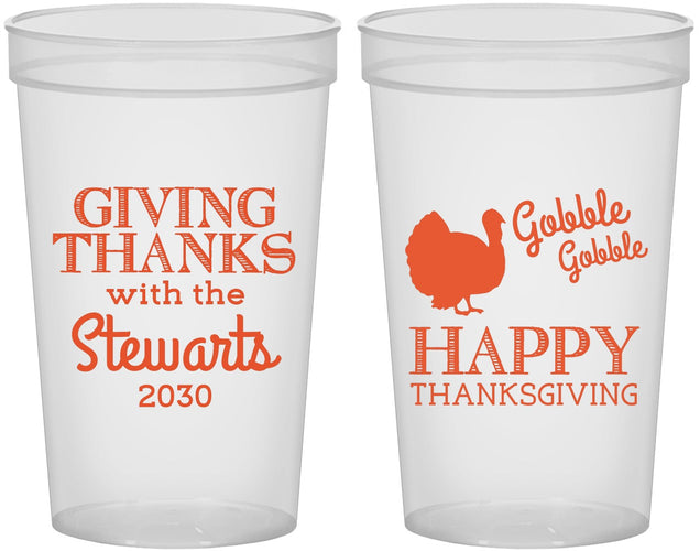 Custom Thanksgiving 22 oz Translucent Cups - Gobble Gobble | 260040