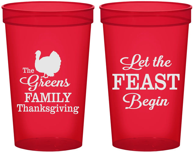 Custom Thanksgiving 22 oz Translucent Cups - Let The Feast Begin | 260041