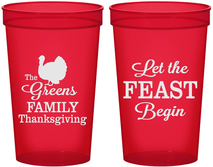 Custom Thanksgiving 22 oz Translucent Cups - Let The Feast Begin | 260041