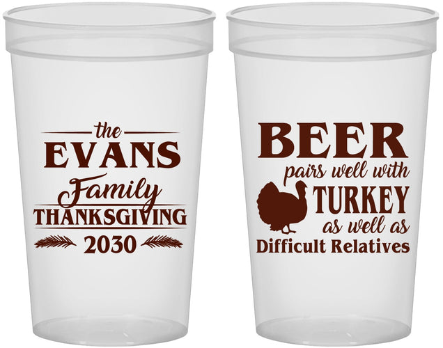 Custom Thanksgiving 22 oz Translucent Cups - Turkey | 260042